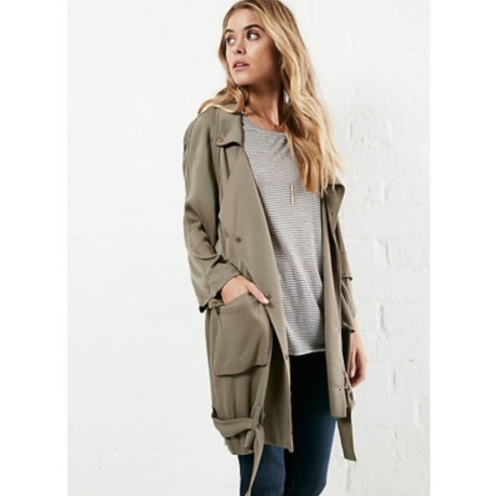 Six Crisp Days Green Belted Jacket Coat S EUC Style Staple!